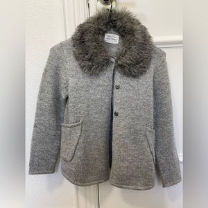 Zara knitwear jacket with removable faux fur colar.